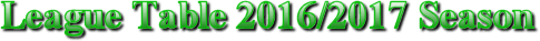 LEAGUE TABLES 2016/2017 SEASON