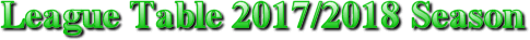LEAGUE TABLES 2017/2018 SEASON